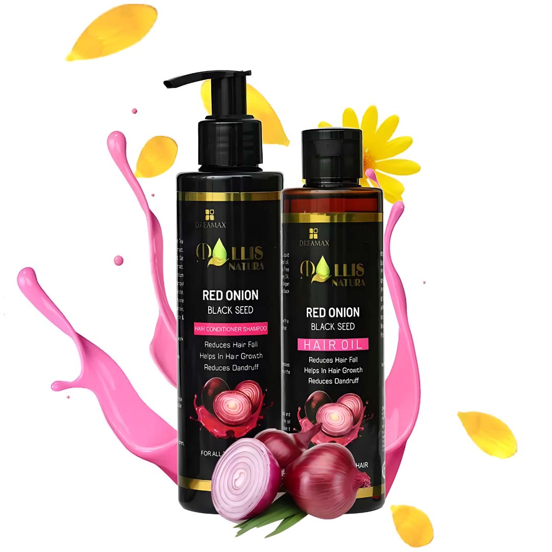Mollis Natura Red Onion Black Seed Hair Care Combo for anti dandruff and anti hair fall